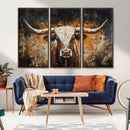 Abstract Longhorn Bull Wall Art Canvas Print – Vintage by MyGreatCanvas | Canvas Wall Art Prints | Photo Prints & Wall Decor