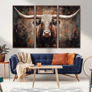 Rustic Longhorn Bull Wall Art Canvas Print – Vintage Western by MyGreatCanvas | Canvas Wall Art Prints | Photo Prints & Wall Decor