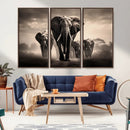 Elephant Family Wall Art Canvas Print, Framed Elephant Wall