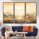Sepia Color Abstract Mountain Wall Art Canvas Print