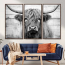 Black White Highland Cow Wall Art Canvas Print by MyGreatCanvas | Canvas Wall Art Prints | Photo Prints & Wall Decor