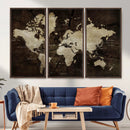 World Map Wall Art Canvas Print – Framed Travel Map Wall Art