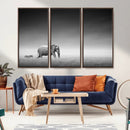 Elephand and Zebra Wall Art Canvas Print, Modern Artwork