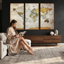 Personalized World Map Canvas Print – Colorful Watercolor