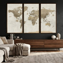 Detailed World Map Wall Art Canvas Print by MyGreatCanvas | Canvas Wall Art Prints | Photo Prints & Wall Decor