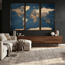 Navy Blue World Map Canvas Print – Framed Travel Map Wall by MyGreatCanvas | Canvas Wall Art Prints | Photo Prints & Wall Decor