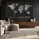 Black World Map Wall Art Canvas Print – Detailed Map of the by MyGreatCanvas | Canvas Wall Art Prints | Photo Prints & Wall Decor