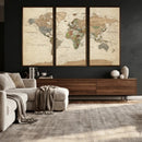 Framed World Map Wall Art for Home and Office Decor