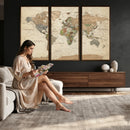 Framed World Map Wall Art for Home and Office Decor