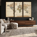 Framed World Map Wall Art for Home and Office Decor