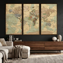 Vintage World Map Wall Art | Ready to Hang and Framed