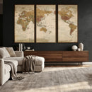 Vintage Detailed World Map Wall Art Canvas Print – Antique