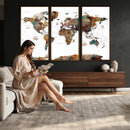 Watercolor World Map Canvas Print – Detailed Map of the