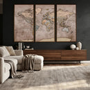 Grunge World Map Canvas Wall Art - Vintage Aged World Map by MyGreatCanvas | Canvas Wall Art Prints | Photo Prints & Wall Decor
