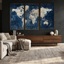 Large Blue World Map Wall Art Canvas Print for Home Office by MyGreatCanvas | Canvas Wall Art Prints | Photo Prints & Wall Decor