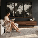 Vintage World Map Wall Art Canvas Print – Framed Large Map