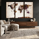 Blue Watercolor World Map Canvas Print – Framed Modern Wall
