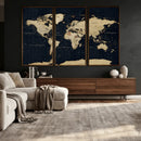 Dark World Map Canvas Wall Art Print, Minimal Black and Gold by MyGreatCanvas | Canvas Wall Art Prints | Photo Prints & Wall Decor