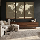 Vintage World Map Canvas Print – Framed Travel Map Wall Art