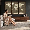Vintage World Map Canvas Print – Framed Travel Map Wall Art