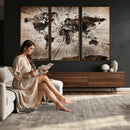 Black and White World Map Canvas Print – Framed Wall Art for