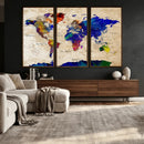 Watercolor World Map Canvas Print – Framed Wall Art for by MyGreatCanvas | Canvas Wall Art Prints | Photo Prints & Wall Decor
