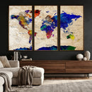 Colorful World Map Canvas Wall Art – Abstract Watercolor Map by MyGreatCanvas | Canvas Wall Art Prints | Photo Prints & Wall Decor