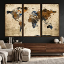 World Map Wall Art – Rustic Earth Tone Canvas Print, Antique by MyGreatCanvas | Canvas Wall Art Prints | Photo Prints & Wall Decor