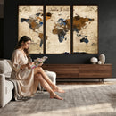 World Map Wall Art Canvas Print, Modern Decorative Framed