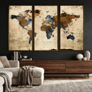 Rustic Watercolor World Map Canvas Wall Art – Framed Travel by MyGreatCanvas | Canvas Wall Art Prints | Photo Prints & Wall Decor