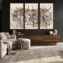 Abstract Cow Longhorn Wall Art Canvas Print for Cabin Decor by MyGreatCanvas | Canvas Wall Art Prints | Photo Prints & Wall Decor