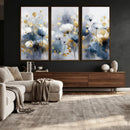 Large Abstract Flowers Wall Art Canvas Print – Gold and Blue by MyGreatCanvas | Canvas Wall Art Prints | Photo Prints & Wall Decor