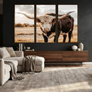 Texas Longhorn Bull Rustic Wall Art Canvas Print, Western by MyGreatCanvas | Canvas Wall Art Prints | Photo Prints & Wall Decor