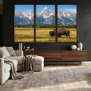 Bison in Mountain Landscape Wall Art Canvas Print – Western by MyGreatCanvas | Canvas Wall Art Prints | Photo Prints & Wall Decor