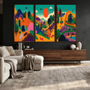 Colorful Japanese Landscape Print: Maximalist Panoramic Wall by MyGreatCanvas | Canvas Wall Art Prints | Photo Prints & Wall Decor