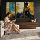 Elegant Woman Canvas Wall Art — Black Gold Gown Fashion by MyGreatCanvas | Canvas Wall Art Prints | Photo Prints & Wall Decor