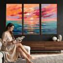 Bold Palette Knife Ocean Sunset Canvas — Orange Pink Teal by MyGreatCanvas | Canvas Wall Art Prints | Photo Prints & Wall Decor