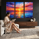 Colorful Knife Ocean Sunset Canvas — Orange Pink Teal by MyGreatCanvas | Canvas Wall Art Prints | Photo Prints & Wall Decor