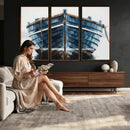 Blue Wooden Rowboat Canvas Wall Art, Coastal Nautical Boat Painting Print for Lake Beach House Decor, Minimalist Maritime Decor Artwork by MyGreatCanvas | Canvas Wall Art Prints | Photo Prints & Wall Decor