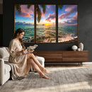 Hawaii Beach Sunset Canvas Wall Art Print, Tropical Ocean Landscape Artwork, Palm Tree Coastal Decor for Living Room Bedroom by MyGreatCanvas | Canvas Wall Art Prints | Photo Prints & Wall Decor