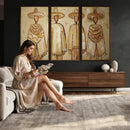 Mexican Folk Art Canvas Wall Art, Charro Poncho Sombrero Painting Print, Neutral Beige Boho Decor, Southwestern Impasto Style, Living Room Art by MyGreatCanvas | Canvas Wall Art Prints | Photo Prints & Wall Decor