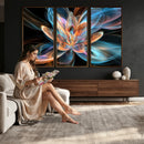 Fractal Lotus Canvas Wall Art, Blue Orange Glowing Flower Abstract Print, Modern Zen Meditation Room Decor, Ethereal Digital Art, Living Room by MyGreatCanvas | Canvas Wall Art Prints | Photo Prints & Wall Decor
