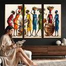 African Folk Art Canvas Wall Art, Colorful African Women Village Painting Print, Tribal Ethnic Home Decor, Vibrant African Art, Living Room by MyGreatCanvas | Canvas Wall Art Prints | Photo Prints & Wall Decor