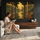 Gustav Klimt Style Forest Canvas Wall Art, Golden Forest Path Floral Art Nouveau Print, Enchanted Woodland Decor by MyGreatCanvas | Canvas Wall Art Prints | Photo Prints & Wall Decor
