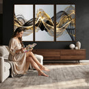 Black and Gold Abstract Wall Art, Modern Wave Canvas Print, Elegant Flowing Smoke Art, Luxury Living Room Decor by MyGreatCanvas | Canvas Wall Art Prints | Photo Prints & Wall Decor