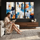 Blue Teal Abstract Canvas Wall Art, Modern Textured Painting Print, Navy Orange White Contemporary Art, Neutral Living Room Decor, Office Art by MyGreatCanvas | Canvas Wall Art Prints | Photo Prints & Wall Decor