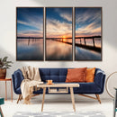 Wooden Pier on Seascape and Sunset Wall Art Canvas Print by MyGreatCanvas | Canvas Wall Art Prints | Photo Prints & Wall Decor