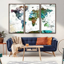 Modern Watercolor World Map Canvas Wall Art – Framed by MyGreatCanvas | Canvas Wall Art Prints | Photo Prints & Wall Decor