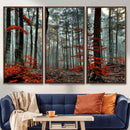 Autumn Forest Wall Art – Enchanting Red Leaves Canvas Print,
