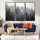 Misty Forest Canvas Wall Art – Monochrome Triptych Pine Tree by MyGreatCanvas | Canvas Wall Art Prints | Photo Prints & Wall Decor